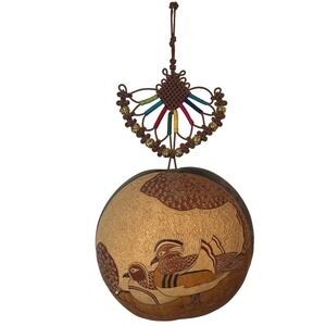 Carved‎ Gourd Duck Hanging Wall Art  With Woven Hanger